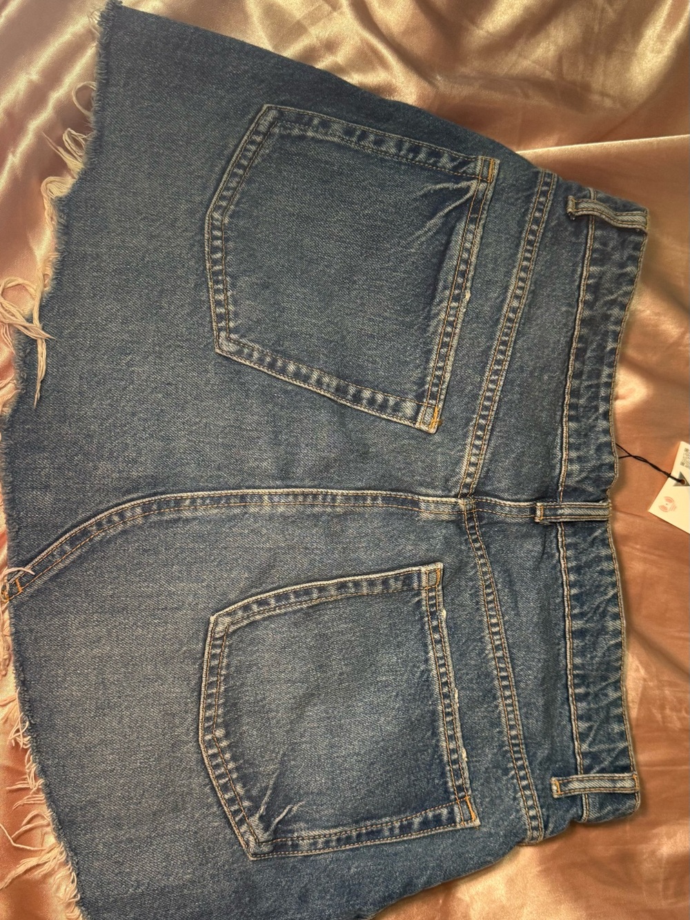 Zara Blue Frayed Hem Denim Mini Skirt